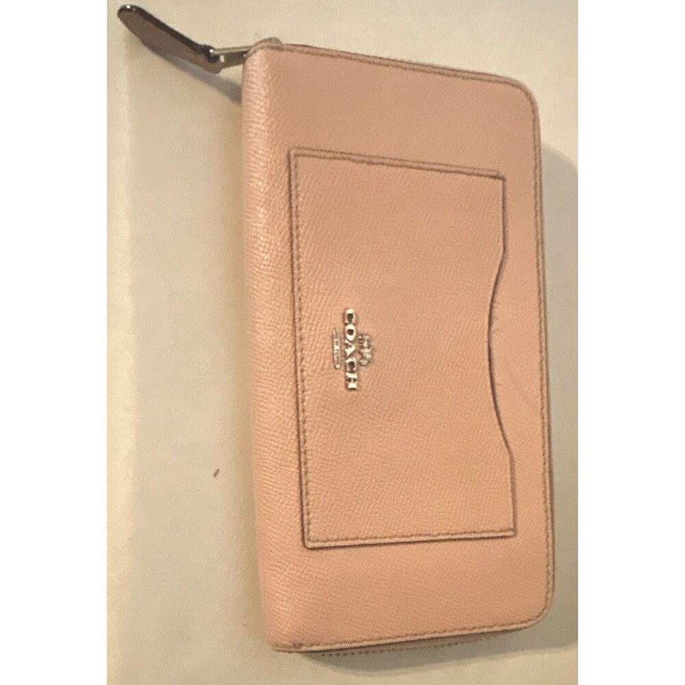Coach Pink Zip-Around Wallet for Women w/ Logo & Credit Card Slots Grannycore